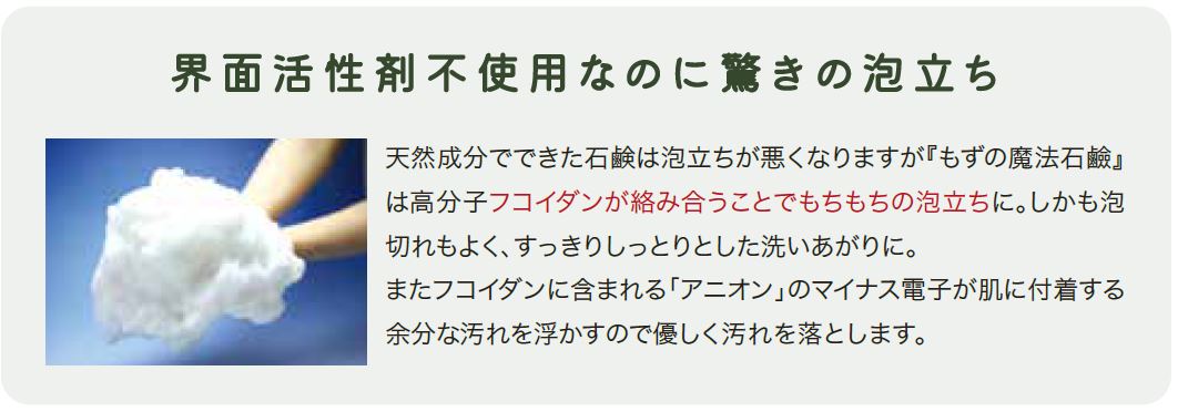 もずの魔法石鹸 もずく泡の特徴